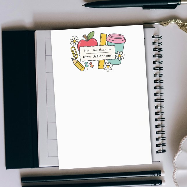 From the Desk of Teacher Cute Personalized Post-it Block (Skapare uppladdad)