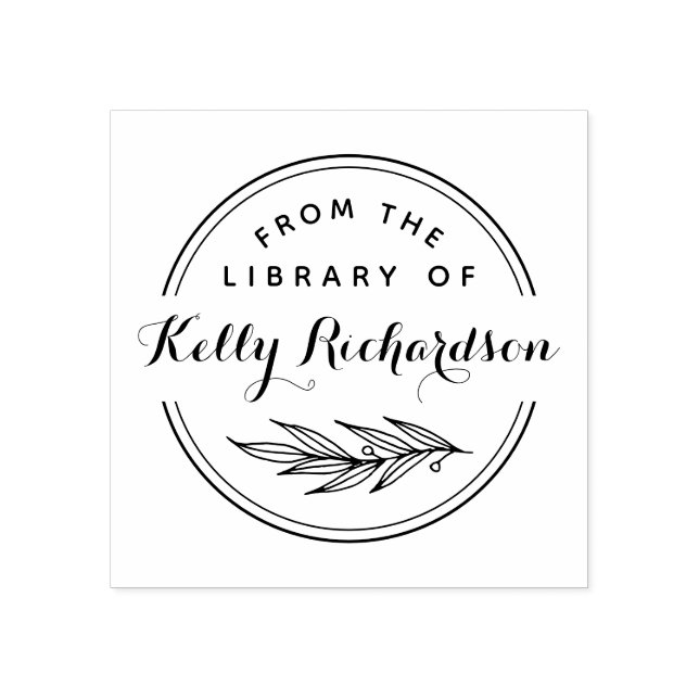 From The Library Of | Hand Drawn Branch & Script Stämpel (Tryck)