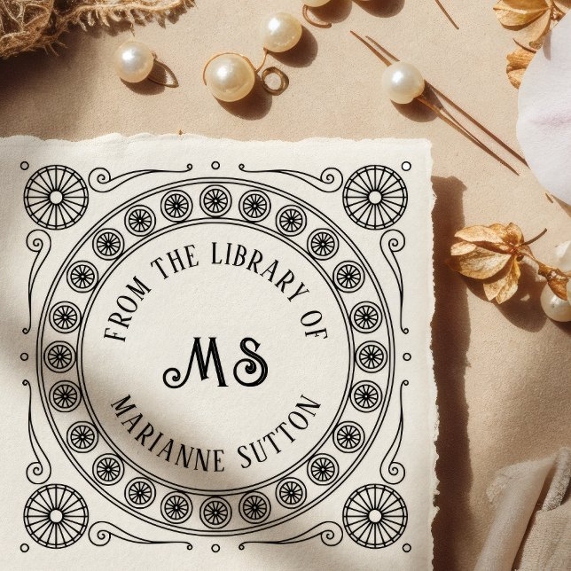 "From the library of" Monogram Library Bookplate Självfärgande Stämpel (Skapare uppladdad)