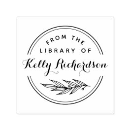 From The Library Of | Round Rustic Script & Branch Självfärgande Stämpel