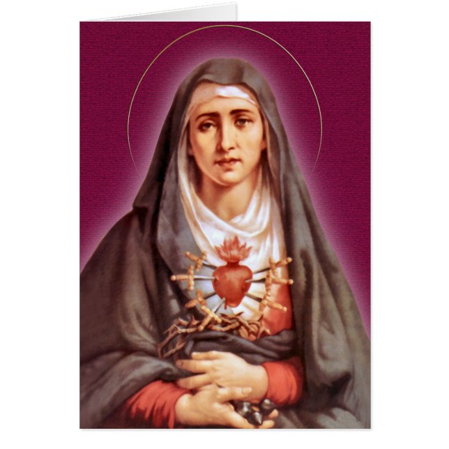 Fromheten för sju sorger den välsignade hälsningskort (Framsidan)