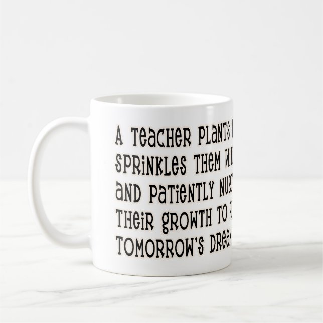 Frön av Knowledge Cute Teacher-citat med blomma Kaffemugg (Vänster)