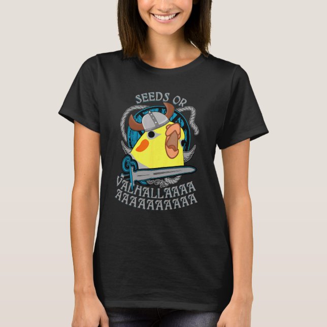 Frön eller Valhalla Birb Meme Viking Cockatiel Par T Shirt (Framsida)