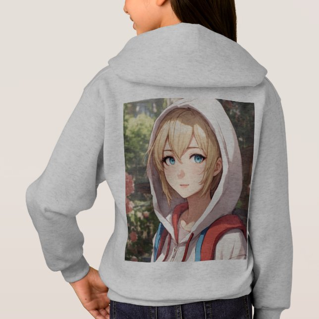 "Front and Back Cute Anime Girls T-shirt" T Shirt (Baksida)