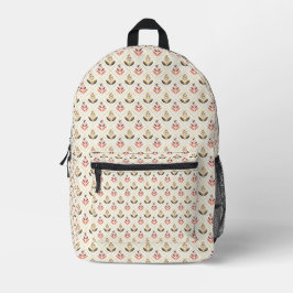 Front and back view of a backpack with a playful