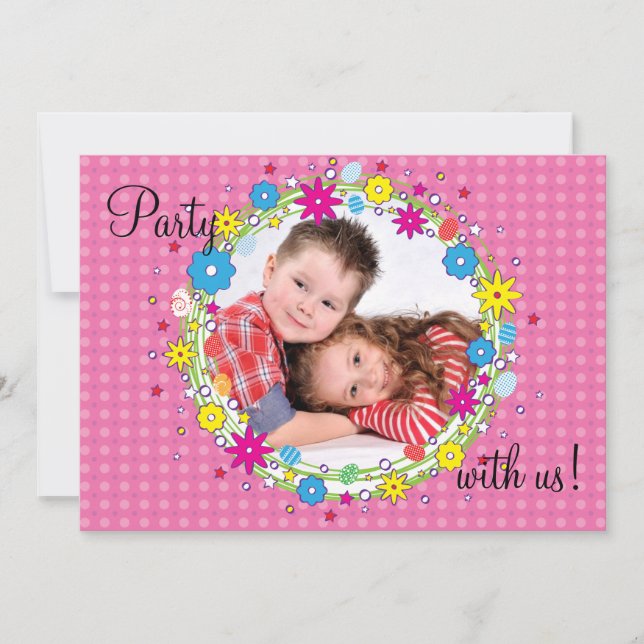 Front and Center Photo Födelsedagsfest inbjudan (Framsida)
