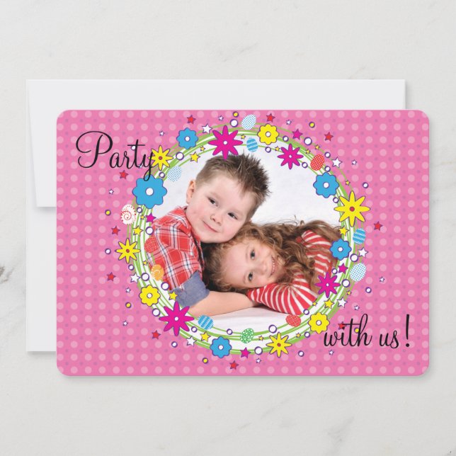 Front and Center Photo Födelsedagsfest inbjudan (Framsida)