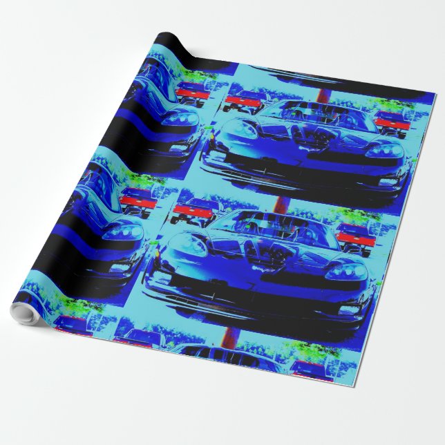 Front avslutar och huvan av en svart & slösar presentpapper (Utrullad)