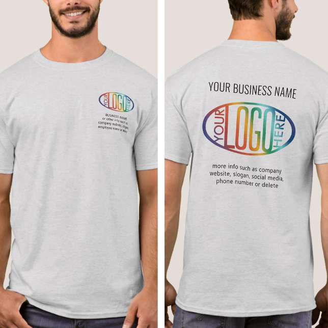 Front Back Anpassningsbar Prated Business Logotyp  T Shirt (Skapare uppladdad)