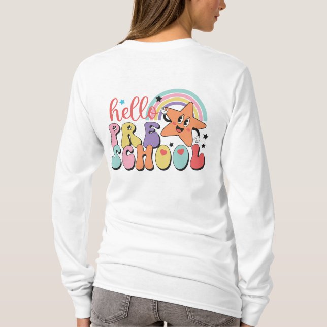 Front Back Design Dubbla Sided PreSchool Teacher T Shirt (Baksida)
