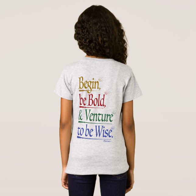Front & Back - Magic Horace Quote Girls' Slim T Shirt (Hel baksida)