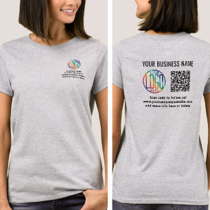 Front Back Prated Business QR Code & Company Logot T Shirt