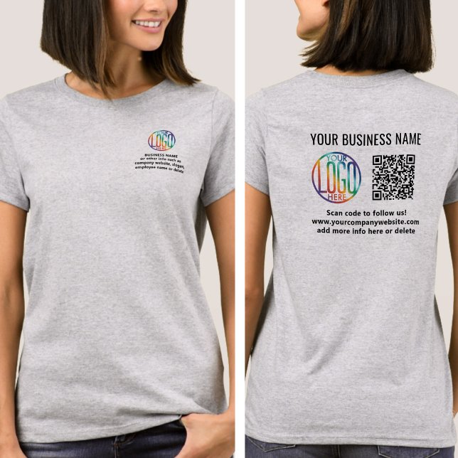 Front Back Prated Business QR Code & Company Logot T Shirt (Skapare uppladdad)