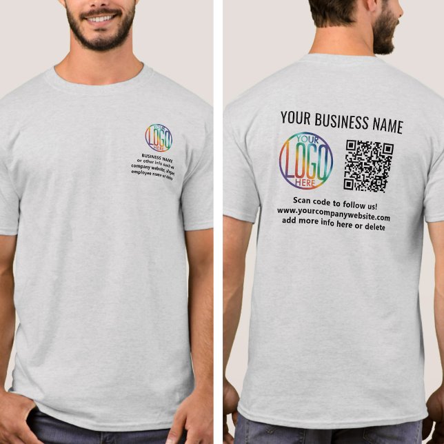 Front Back Prated Company Logotyp & QR Code Busine T Shirt (Skapare uppladdad)