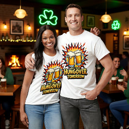 Front / back print Irish Today Hungover Tomorrow T Shirt