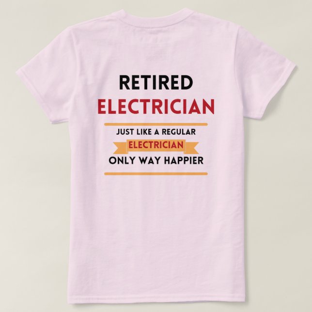 front & back Retrött elektriker röd pension T Shirt (Design baksida)
