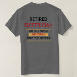 front & back Retrött elektriker röd pension T Shirt