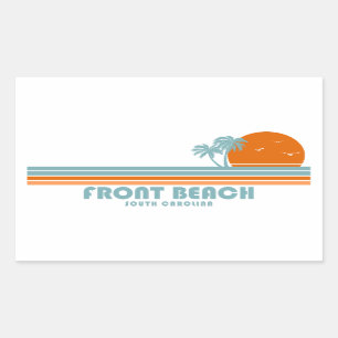 Front Beach South Carolina Sol Handflatan Träd Rektangulärt Klistermärke