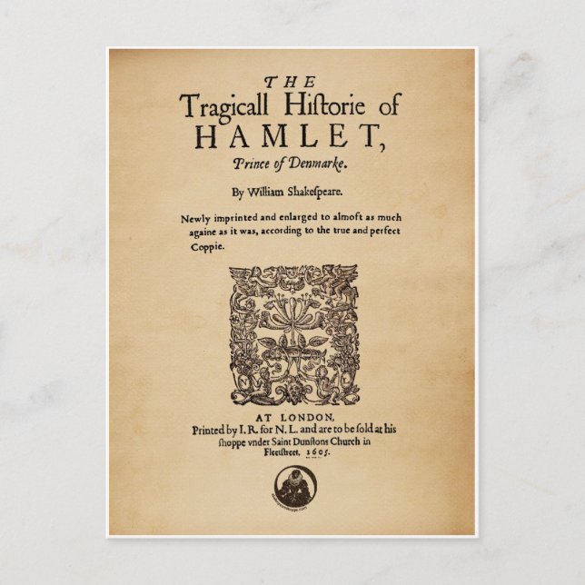 Front Biet till Hamlet Quarto (1605 version) Vykort (Framsida)