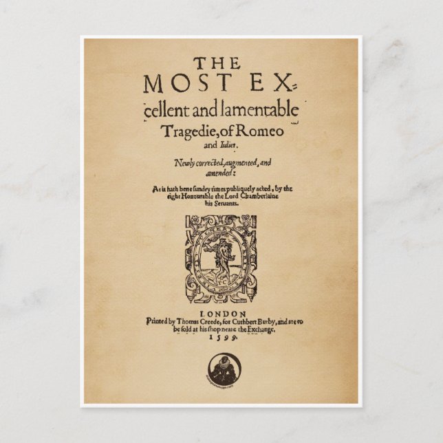 Front Biet till Romeo & Juliet Quarto (1599) Vykort (Framsida)