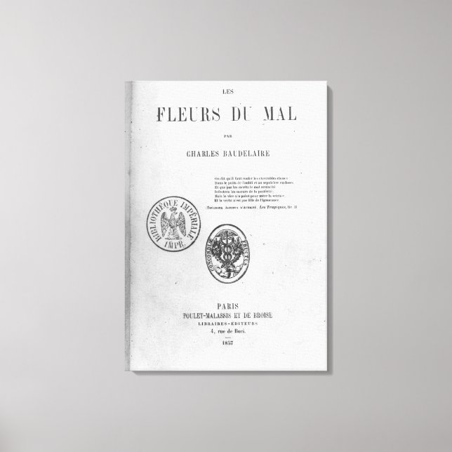Front Cover, första utgåvan av "Les Fleurs du Canvastryck (Framsida)