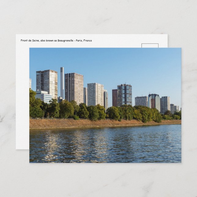 Front de Seine i Paris, Frankrike Vykort (Fram/baksida)