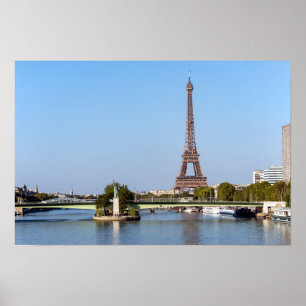 Front de Seine och Eiffel torn - Paris, Frankrike Poster