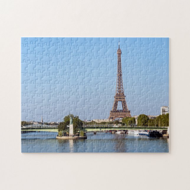 Front de Seine och Eiffel torn - Paris, Frankrike Pussel (Horisontell)