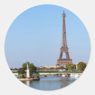 Front de Seine och Eiffel torn - Paris, Frankrike Runt Klistermärke