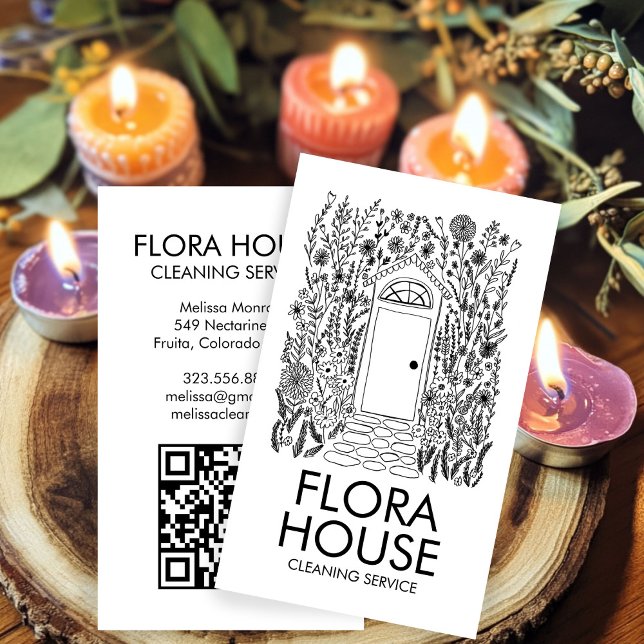 FRONT DOOR House Städning Yardwork Garden QR-kod Visitkort (FRONT DOOR House Cleaning Yardwork Garden QR Code Business Card
)