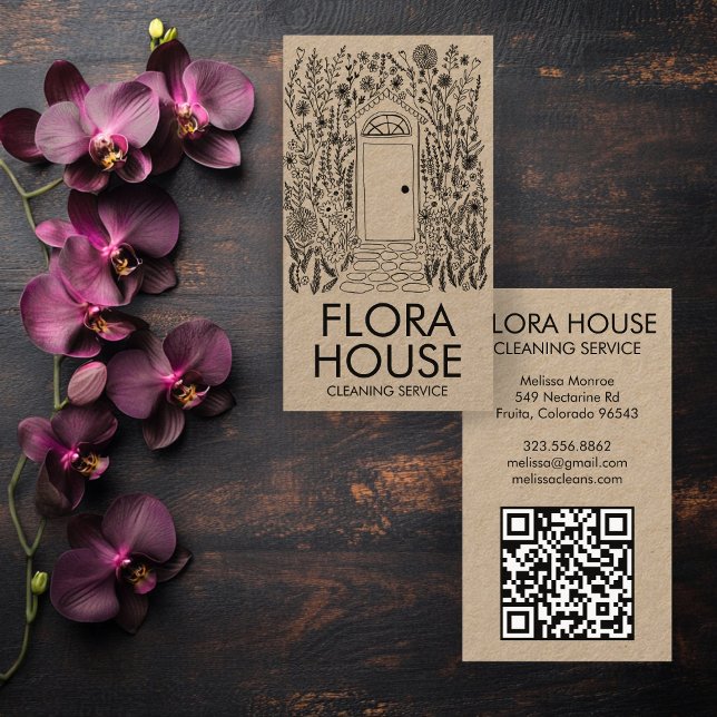 FRONT DOOR House Städning Yardwork Garden QR-kod Visitkort (FRONT DOOR House Cleaning Yardwork Garden QR Code Business Card
)