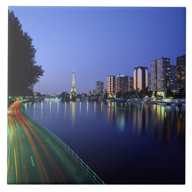 Front du Seine och Eiffeltornet, Paris, Frankrike  Kakelplatta (Framsidan)