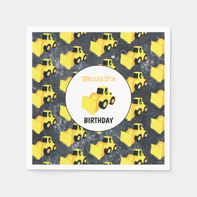 Front End Loader Construction Lastbil Birthday Pappersservett (Framsidan)
