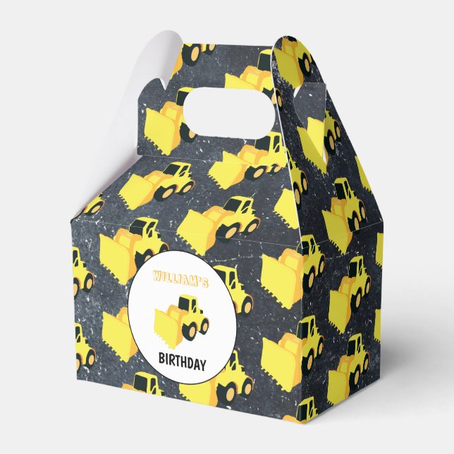 Front End Loader Construction Lastbil Birthday Presentaskar (Framsidan Sidan)