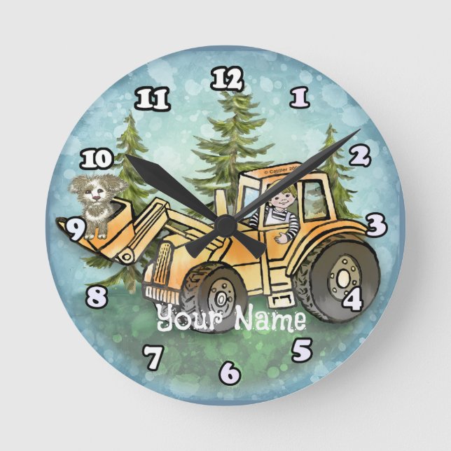Front Loader Kid Rund Klocka (Framsida)
