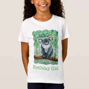 Front och Back Koala Bear Birthday Girl T Shirt