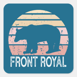 Front Royal Virginia Retro Bear Fyrkantigt Klistermärke