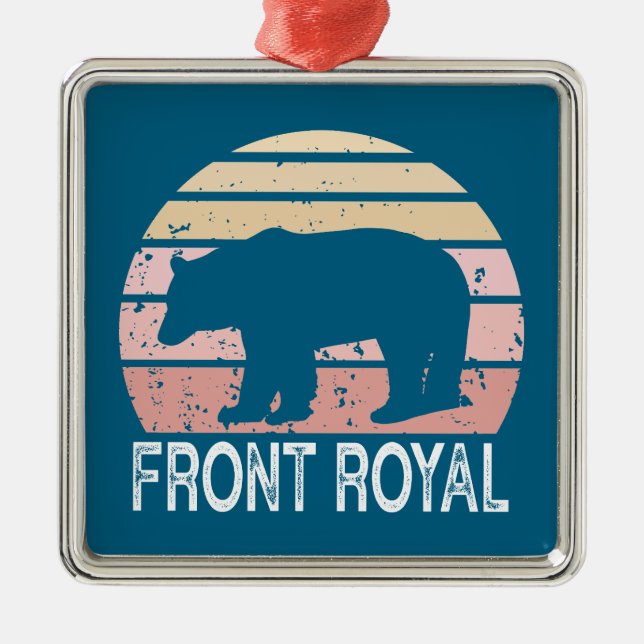 Front Royal Virginia Retro Bear Julgransprydnad Metall (Framsidan)