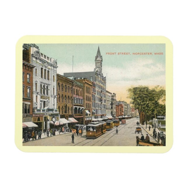 Front St., Worcester, Massachusetts Vintage Magnet (Horisontell)