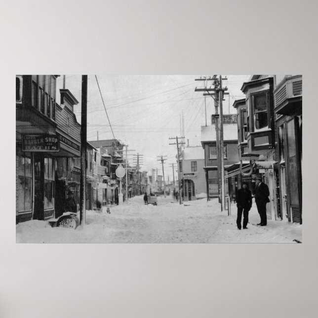 Front Street i Nome, Alaska täckt med snö Poster (Framsidan)