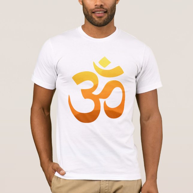 Front Symbol Yoga Om Mantra Guld Sol-medling T Shirt (Framsida)