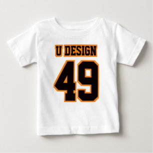 Front WHITE BLACK ORANGE Football Crewnacke Tee