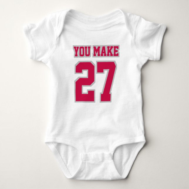 Front WHITE CRIMSON SILVER Romper Football Jersey Tee Shirt (Framsida)