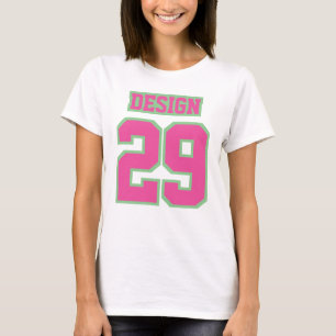 Front WHITE ROSA GRÖNT Womens Basic Cottonhirt T-shirt