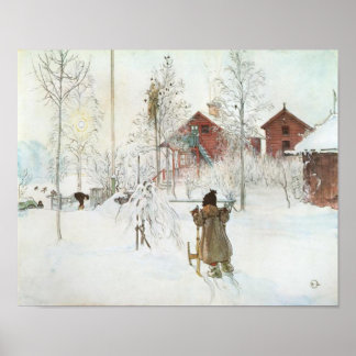 Front Yard och Tvätta House av Carl Larsson Poster