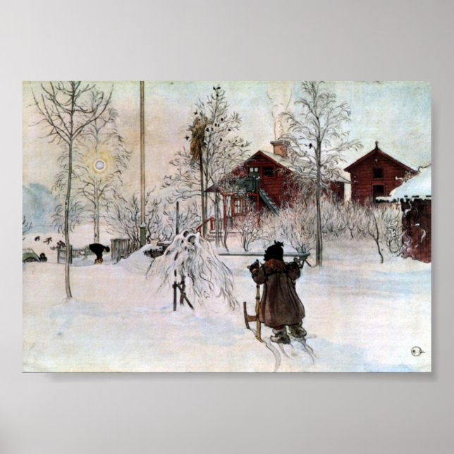 Front Yard och Tvätta House i Snö Poster (Framsidan)