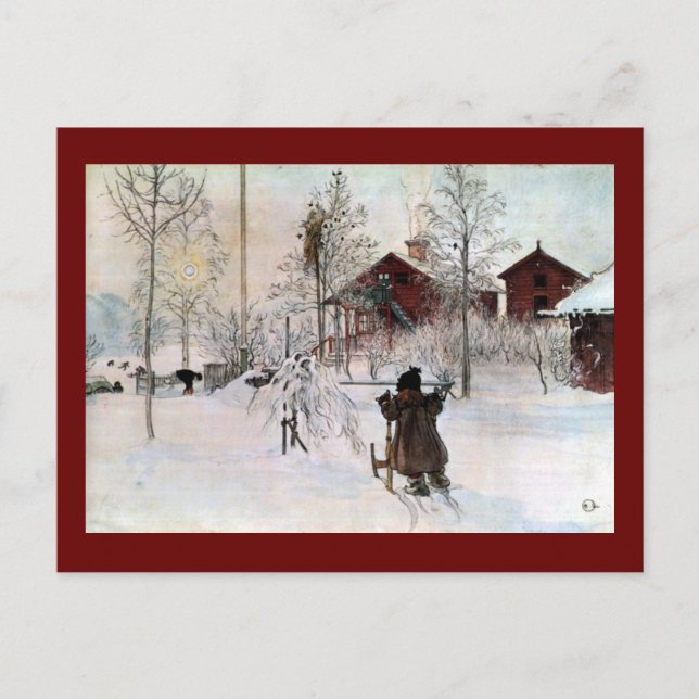 Front Yard och Tvätta House i Snö Vykort (Framsida)
