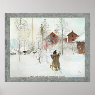 Front Yard och Tvättande House Carl Larsson 20x16 Poster