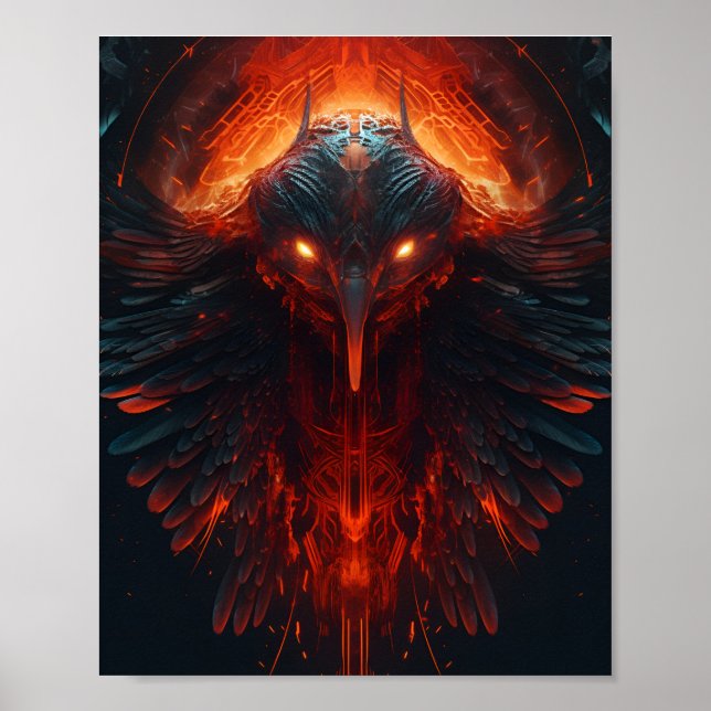Frontal porträtt i Fantasy Utomjordingar Bird med  Poster (Framsidan)