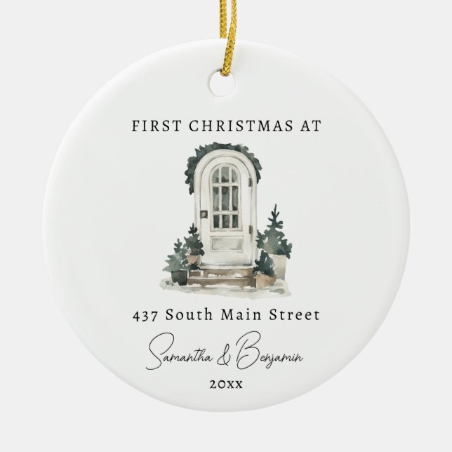 Frontdörr - ny prydnadsgåva till jul i hemmet julgransprydnad keramik (Framsidan)